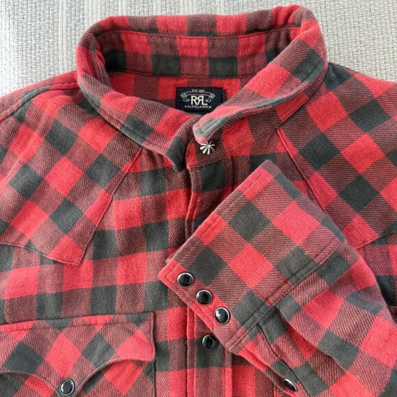 RRL Plaid Cotton Western Shirt - Picture 9 of 16
